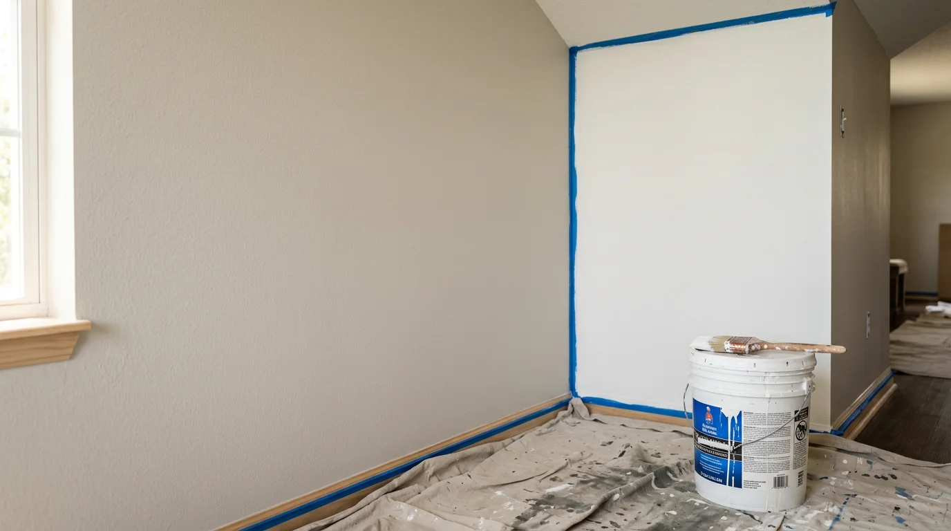 Freshly painted interior living room walls in a Wesley Chapel home showing smooth, even coverage and clean edges along the ceiling and baseboards. Tony Carmine Painting interior house repaint result in Wesley Chapel, FL.